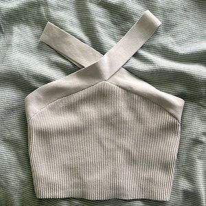 Sculpt knit cross crop- ribbed